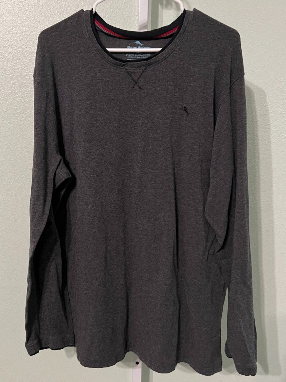 Tommy Bahama Dark Heather Grey Cotton Blend Long-Sleeve Tee T-Shirt SZ XLT